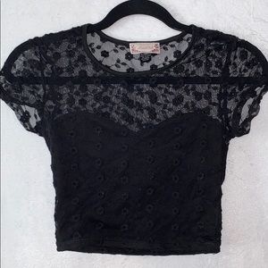 🖤 Black Flower LACE crop-top🖤